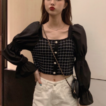 베베디 여성용 디바브 셔링 긴팔 블라우스