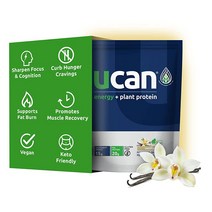 UCAN 에너지 + 식물성 단백질 파우더 - 비건 식물 기반 20g 완두콩 아미노산 EAA 및 BCCA 포함 케토 설탕 무첨가 글루텐 프리 바닐라 12회 분량, Vanilla