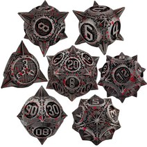 GIUADKXD 금속 DND 주사위 세트 던전 앤 드래곤용 다면체 RPG 보드 게임 MTG 가죽 드로스트링 보관 가방 블랙 골드 USA 미국, Bloodstain