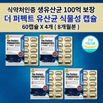 과민성 대장 잦은 잔변감 장내 가스 제거 복부 팽만감 쾌변 소화 분해 효소 예민한 장 트러블 건강 관리 락토바실러스 복합물 100억 보장 프로바이오틱스 생 유산균 영양제 60캡슐, 4개