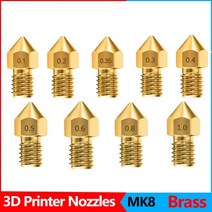 Anet A8 Makerbot MK8 Creality CR-10 S4 S5 Ender 3 3Pro 5 청소 도구 키트 용 압출기 황동 노즐 프린트 헤드, 3.0-0.2mm, 10Pcs