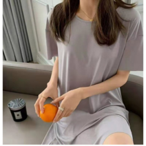 반팔 무지 롱 원피스 맥시 찰랑 텐셀 루즈핏 아이스쿨 롱원피스