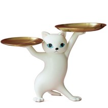 YGYYK 고양이 인테리어 소품 차키 트레이 보관함, 화이트