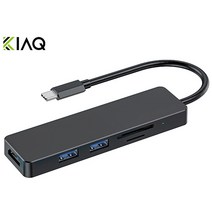 KIAQ USB Type C to SD 카드 포트 + HDMI + USB2.0 + USB3.0 암 변환 어댑터 바퀴통 도킹 스테이션 블랙