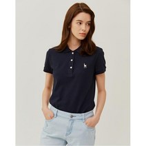 [20SS 헤지스 여성]네이비 퍼피자수 면혼방 반팔카라티셔츠WSTS0B301N2