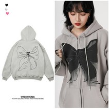 숙녀 태양열 집열기 두건이 있는 카디건 스웨터 활 느슨한 거품 겉옷