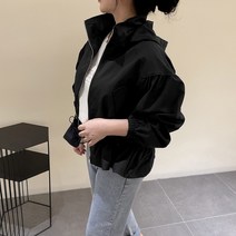 [비비애르] 로로 뒷주름 스트링 후드 야상 점퍼 셔링 자켓 봄 간절기 여성아우터 바람막이 봄신상