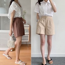 [블루레몬] 4부 밴딩 숏팬츠 시원한 여름 반바지 코튼 린넨 A라인 베이지 블랙 네이비 브라운 아이보리 데일리룩 바캉스 휴가