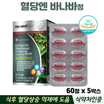 바나바 정 식후 혈당상승 억제 코로솔산 크롬 셀레늄 아연 비타민C 바나바잎 추출물, 5박스, 혈당엔바나바 60정