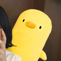 하라홈 집콕 꿀잠선물 멍덕바디필로우 옐로우 안고자는 오리 긴베개 원통 임산부 쿠션, 단품