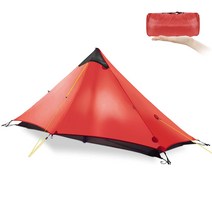 FBSPORT 폴대없는 초경량 1인용 텐트 배낭 비박 여행용 쉬운 설치 메쉬 플라이 텐트 1.1kg Grey, Red