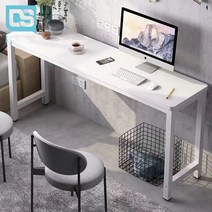 라오농 긴 홈바 긴 테이블 책상 침실 컴퓨터 노트북 공간확보 원룸, 화이트 상판 화이트 철제 100x40x74cm