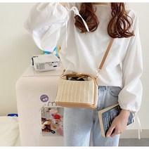 유어올 라탄 미니 크로스백 왕골 가방 복주머니백