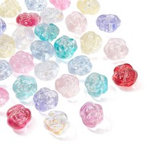 LiQunSweet 매력적인 골든 포일 크리스탈 유리 스페이서 바이올렛 연꽃 씨앗 포드 비즈 주얼리 제작용 50개, Flower Rose Bead_10 Colors