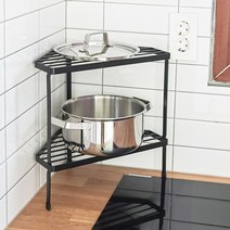 시나몬샵 주방 수납 정리 양념통 선반 후라이팬 냄비 정리대, 블랙