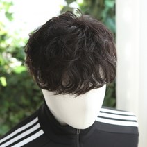 [MS2021] 히피펌 남자가발 인모100%, 15cm×18cm, 1개
