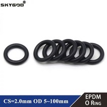 오링 o-ring 10/50 개 EPDM o 링 CS 2mm OD 5 ~ 100mm 산 및 알칼리 저항 방수 마찰 o-링 블랙, OD 16mm ID 12mm, 10Pcs, CS 2.0mm