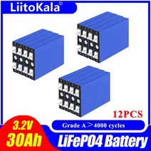인산철 배터리 LiitoKala Lifepo4 3.2V 30Ah 충전식 셀 리튬 철 인산염 모노머 스쿠터 전자 자전거 에너지 저장 146601, 3.2V30Ah(M6) 12pcs, 02 3.2V30Ah(M6) 12pcs
