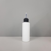 HDPE 플라스틱 용기 100ml, 화이트용기 100ml, 검정 뾰족캡 분리형
