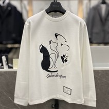 리버클래시 22F/W 아이보리 고양이 라인 자수 포인트 세미오버핏 맨투맨 (LIW41919)