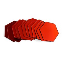 전신 거울 스탠드 12Pcs 3D 아크릴 거울 벽 스티커 홈 장식 육각 DIY 이동식 거실 데칼 아트 장식품, 빨간색, 100x85x50mm