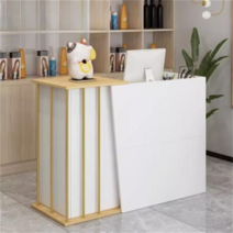 식당카운터 포스기 계산대 카운터 매장 인포데스크 심플 소형 리셉션 에어스틱포장, 안전, 100cm미디엄베이지