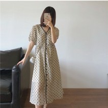 빅사이즈 원피스 도트 땡땡이 드레스 여름 복고풍 스커트 레트로 꾸안꾸 점프수트 롱롱 연예인 워킹맘