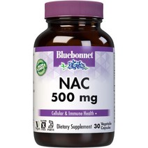 [블루보넷 킬레이트 마그네슘] Bluebonnet NAC 500 mg 비타민 캡슐 30개