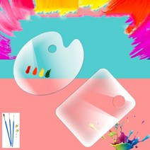 투명 아크릴 팔레트 손잡이 미술 수채용 색판 페인팅 린판넬 그림 플라스틱판 트레이, 타원 소형 2.5mm