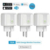 스마트플러그 누전차단 소켓 Tuya-WiFi 스마트 플러그 전원 모니터링 16A EU 타이밍 기능 음성 제어 Alexa Google Home yandex와 함께 작동, CHINA, 16A 3pcs