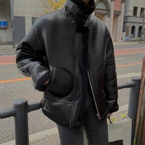 파루 오버핏 레더 무스탕