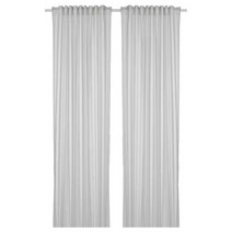 이케아 뷔모트 커튼한쌍 화이트 라이트그레이 스트라이프 120x250cm 폴리에스테르68% 면32%
