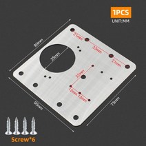 싱크대 방문 가구 댐퍼 힌지 경첩 꺽쇠 부품 주방 캐비닛 용 수리 플레이트 스테인레스 스틸 찬장 서랍 창문 수리 키트 피팅, 스퀘어비 1개