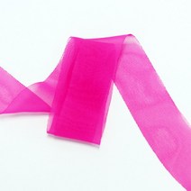 쉬폰리본 쉬폰원단 (폭 3cm 길이 9m), 진분홍