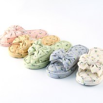 위하우스 러블리 플라워 패턴 리본 퀼팅 이중바닥 면패드 퀼트 룸슈즈 꽃무늬 슬리퍼