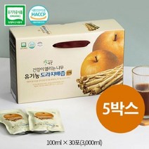 환절기 목건강[건강이열리는나무] 도라지20% 배80% 꿀조합 진한 유기농 도라지배즙 진액 (100ml X 30포), 5박스, 100mlX30포