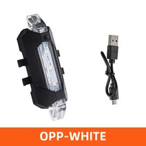 USB 충전식 자전거 라이트 전면 후면 미등 사이클링 안전 경고등 방수 램프 Flashligh, Opp-white