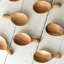큐스토어 티크 나무 우드 원목 홈카페 소품 용품 주방 조리 도구, 16. 미니 타원 스푼
