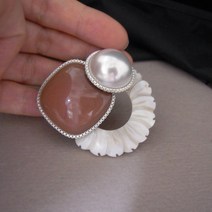 호마이카 자개 브로치 브라운 자석