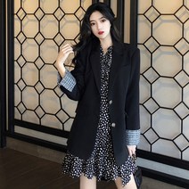 올봄 신상품 2021년 여성복 긴팔 정장 작은 키 프렌치 빈티지 플라워 점프슈트 춘추조