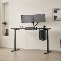 동서가구 토미 듀얼모터 높이 메모리 기능 1800 일자형 모션데스크 DF643831, 화이트, 멀바우