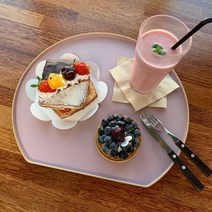 반달쟁반 논슬립 트레이 파스텔 칼라 홈카페 빵 커피 반원쟁반 칠기 쟁반 제작, 라벤다