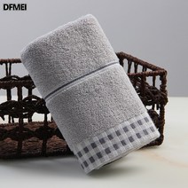DFMEI 체크 테두리 순면 타올 무지 성인 미용 마스크, 그레이, 34*75, 1개
