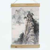 꾸밈데코_패브릭스크롤_40CmX60Cm동양화소나무와산(da331)_벽걸이장식족자스크롤삼나무우드스크롤