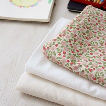 원단마트 패브릭천 아사면 리얼 스트로베리 플라워원단 배색무지 2종