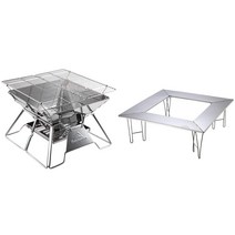 캠핑 문 (CAMPING MOON) 높이 2 단계 조정식 모닥불 대 3-4 인위 바베큐 스토브 BBQ 스토브 MT-2 수납 백 포함 + 멀티 파이어 플레이스 테이블