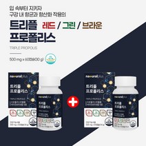 입속 입안 헐었을때 구강 입냄새 구취 잇몸 건조할때 향균 작용 에 좋은 먹는 그린 레드 브라운 프로폴리스 영양제, [1+1] 2개월분