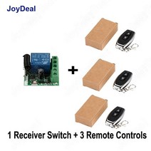 지문인식 자물쇠 현관손잡이 433 mhz 범용 무선 원격 제어 스위치 dc 12v 1ch 릴레이 수신기 모듈 및 rf 송신기 전자 잠금 제어 diy 64, 1 수신기 및 3 RC