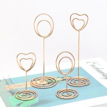 스탠드 메모홀더 골드 메탈 실버 쇼클립 문구사무 데스크용POP 사진 엽서 네임텍 명함꽂이, 85mm_대형, 실버_라운드