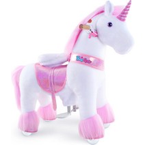 PonyCycle 공식 클래식 U 시리즈 라이드 온 말 장난감 플러시 워킹 애니멀 핑크 유니콘 사이즈 3 만 3-5 Ux, 01 Small